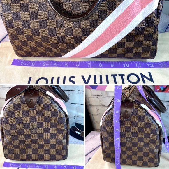 Louis Vuitton Damier Ebene Speedy 30 custom painted with key Cles pouch - Picture 13 of 15